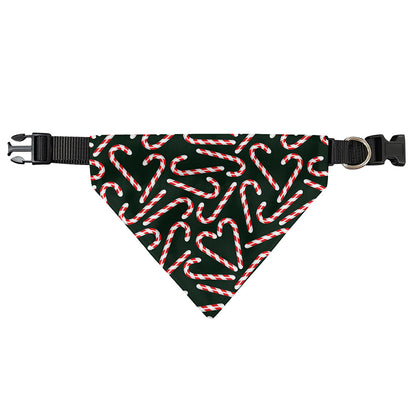 Christmas Candy Cane Pattern Print Over The Collar Dog Bandana