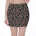 Christmas Candy Cane Pattern Print Pencil Mini Skirt