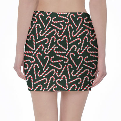 Christmas Candy Cane Pattern Print Pencil Mini Skirt