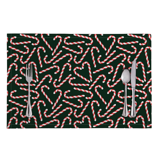 Christmas Candy Cane Pattern Print Placemat