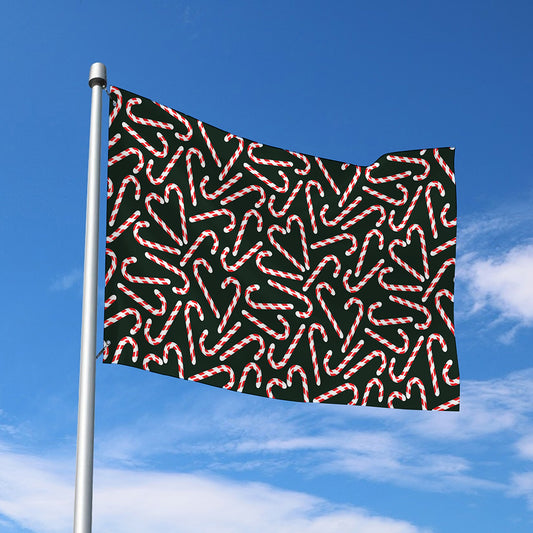 Christmas Candy Cane Pattern Print Polyester Flag