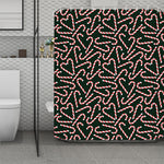 Christmas Candy Cane Pattern Print Polyester Shower Curtain