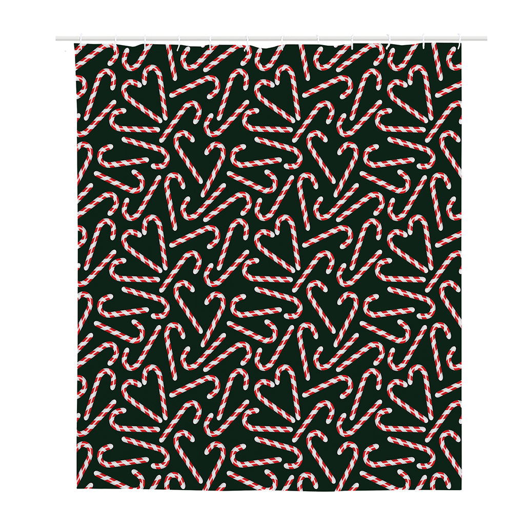 Christmas Candy Cane Pattern Print Polyester Shower Curtain