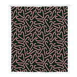 Christmas Candy Cane Pattern Print Polyester Shower Curtain