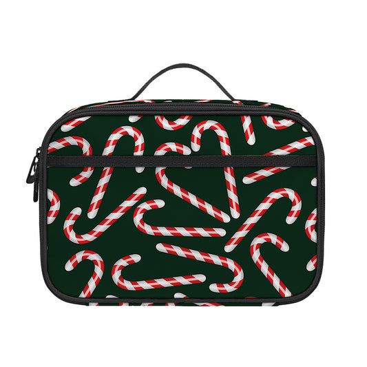 Christmas Candy Cane Pattern Print Portable Lunch Bag