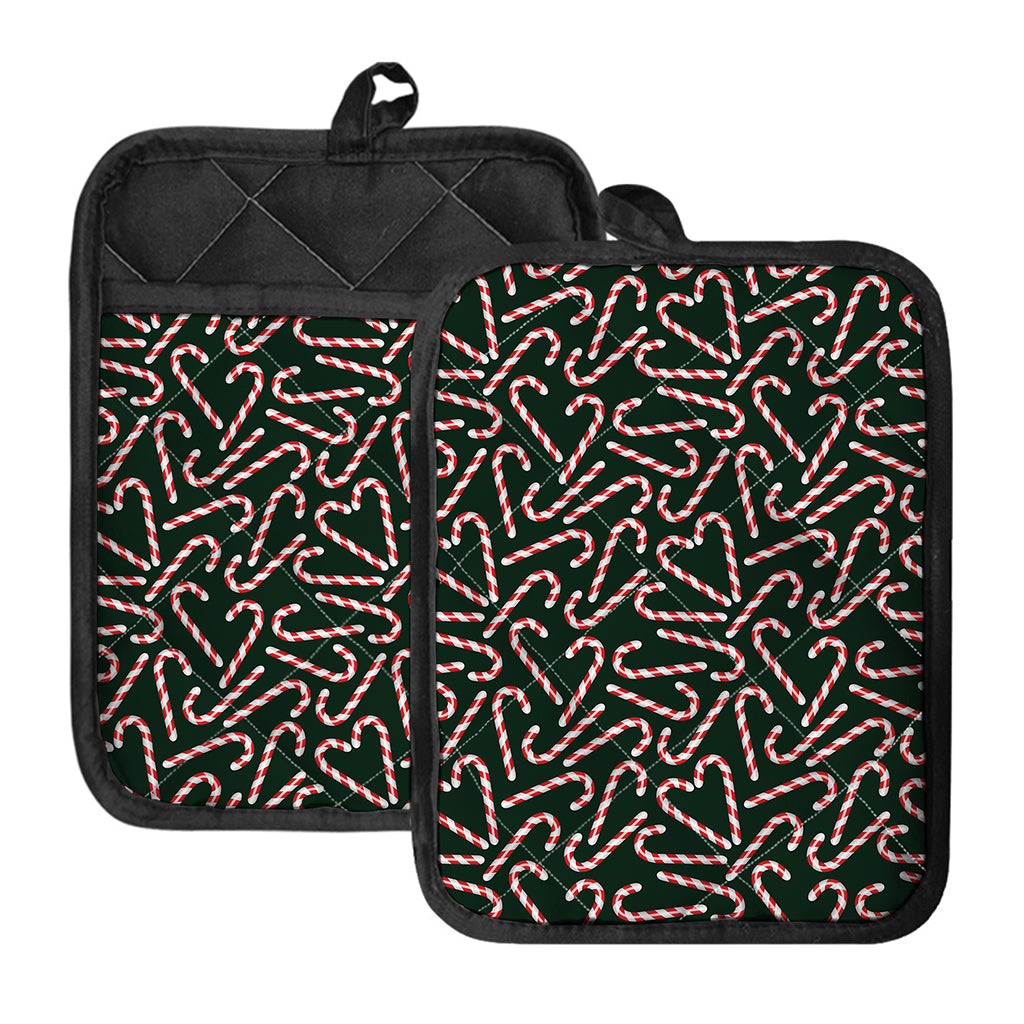 Christmas Candy Cane Pattern Print Pot Holders With Pocket