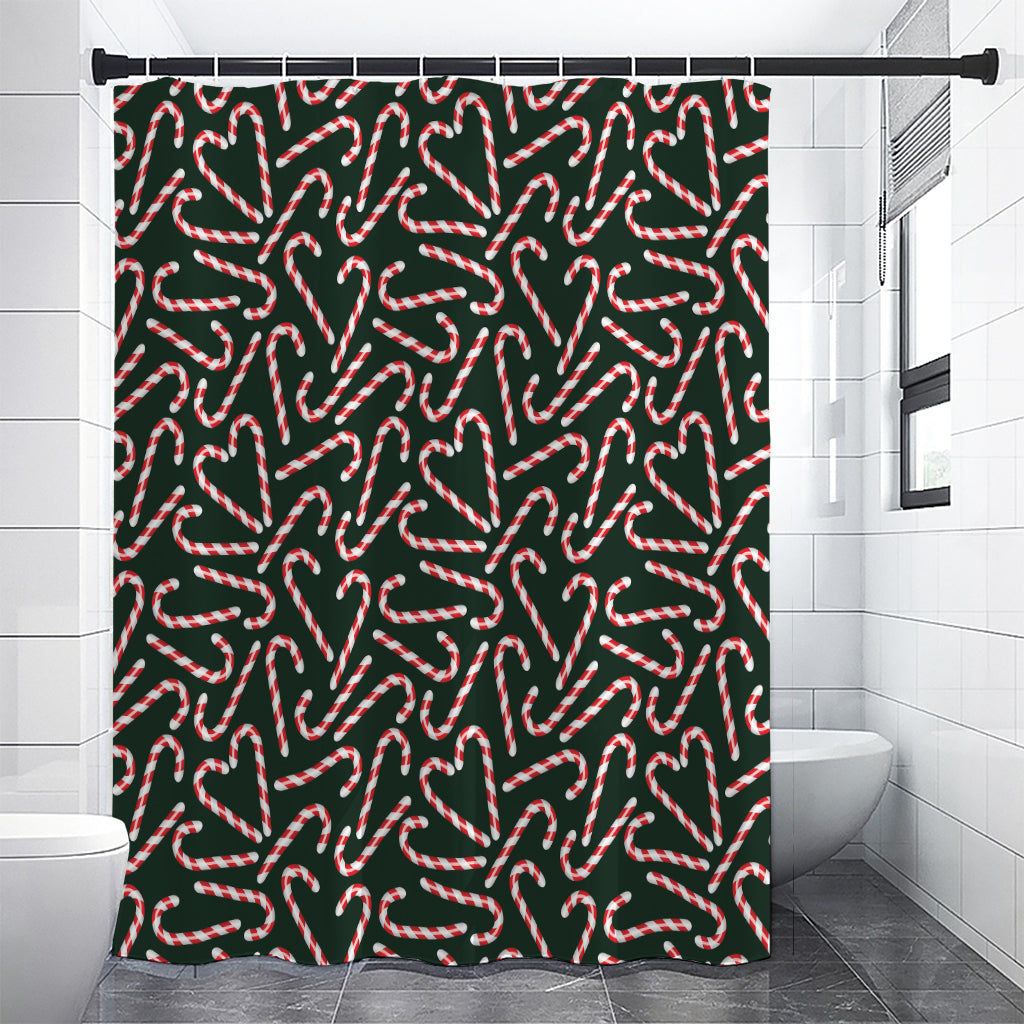 Christmas Candy Cane Pattern Print Premium Shower Curtain