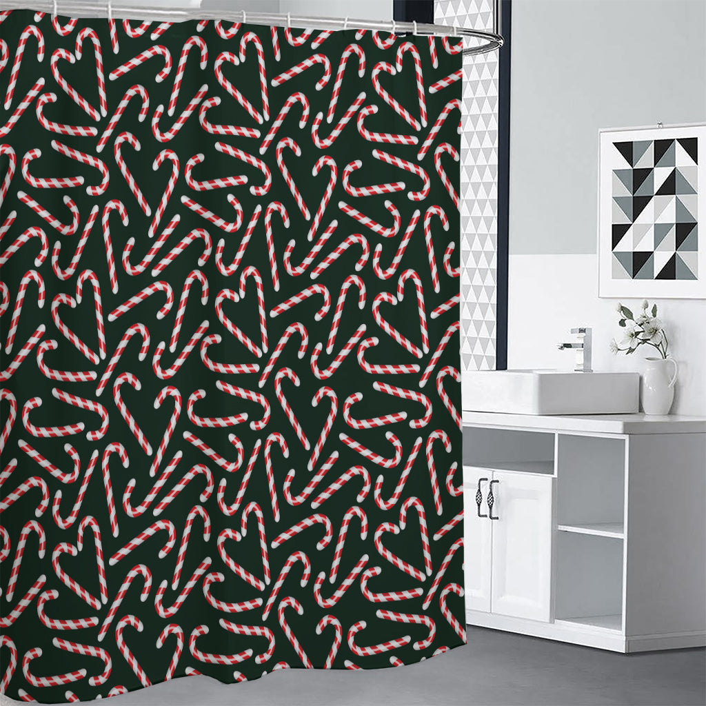 Christmas Candy Cane Pattern Print Premium Shower Curtain