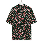 Christmas Candy Cane Pattern Print Rayon Hawaiian Shirt