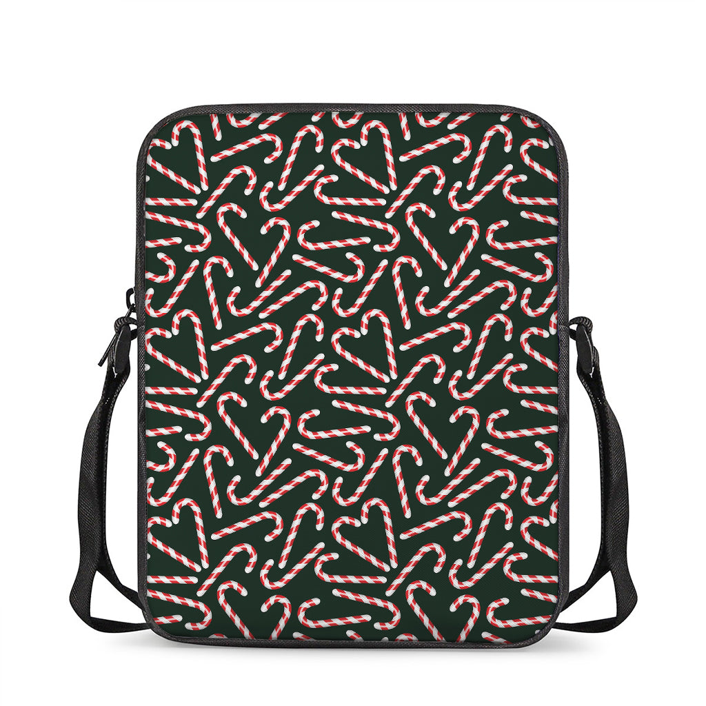 Christmas Candy Cane Pattern Print Rectangular Crossbody Bag