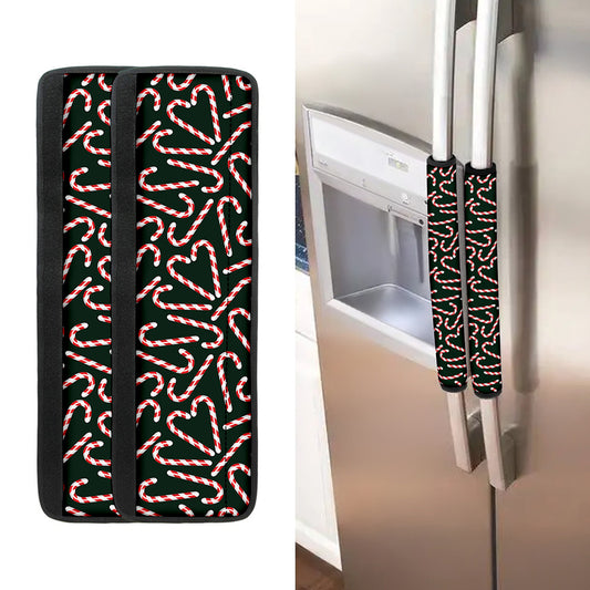 Christmas Candy Cane Pattern Print Refrigerator Handle Covers