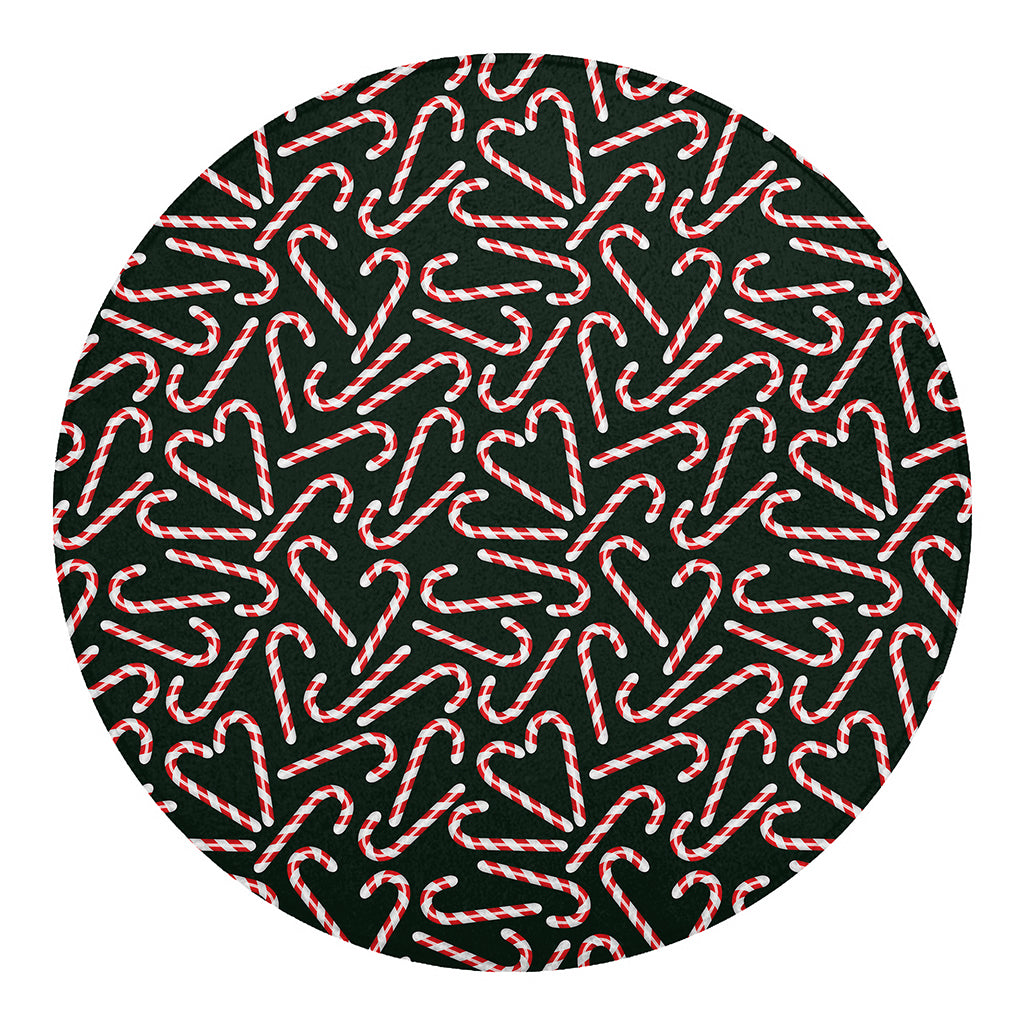 Christmas Candy Cane Pattern Print Round Blanket