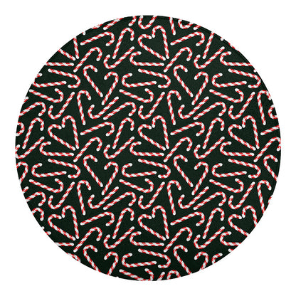 Christmas Candy Cane Pattern Print Round Blanket