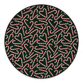 Christmas Candy Cane Pattern Print Round Floor Mat