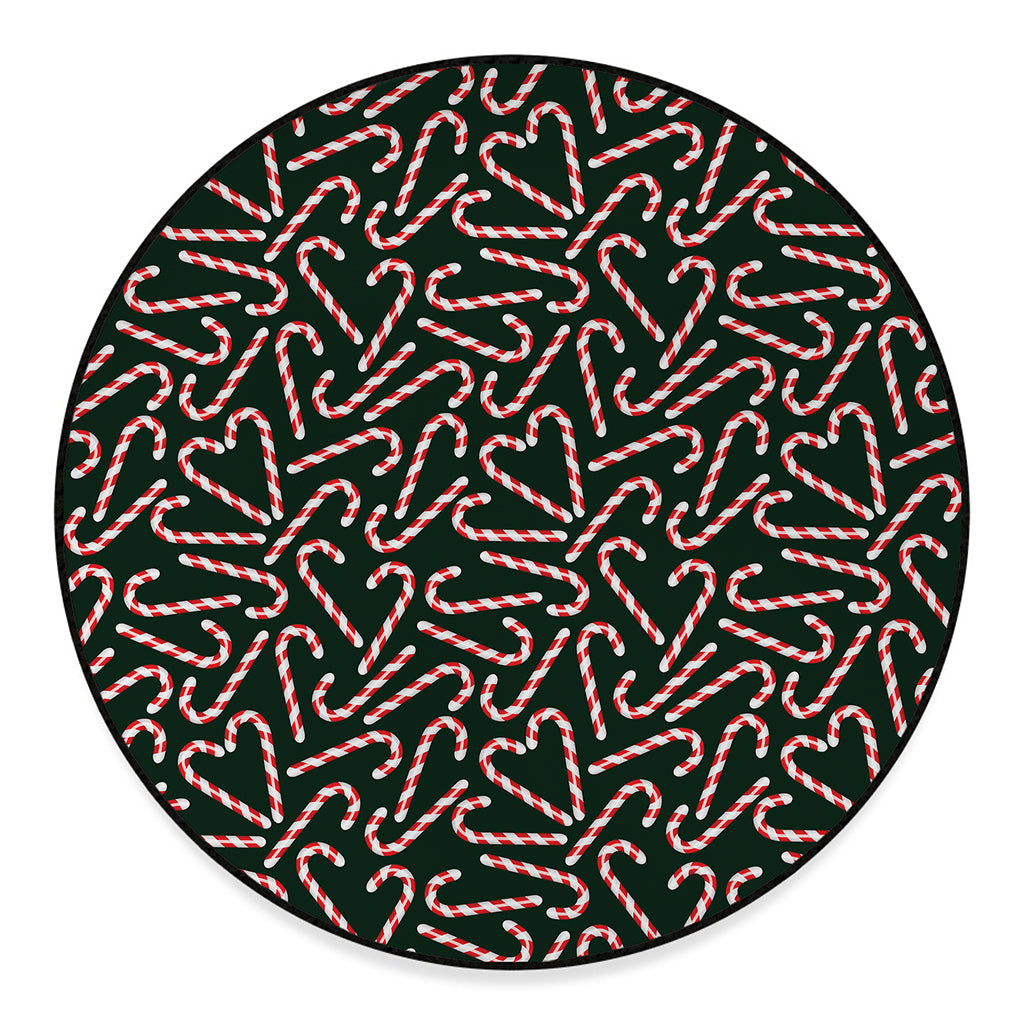 Christmas Candy Cane Pattern Print Round Floor Mat