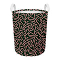 Christmas Candy Cane Pattern Print Round Laundry Basket
