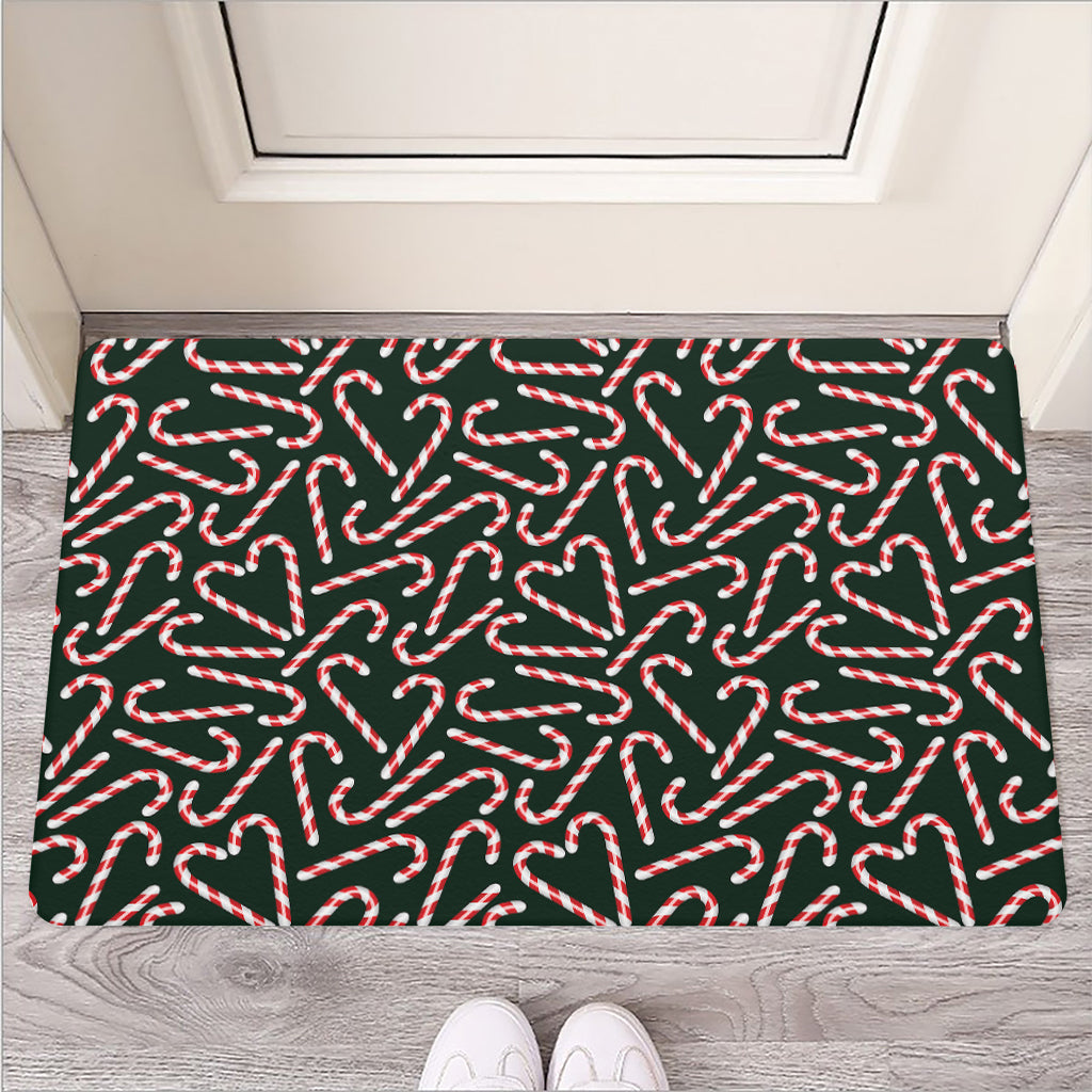 Christmas Candy Cane Pattern Print Rubber Doormat