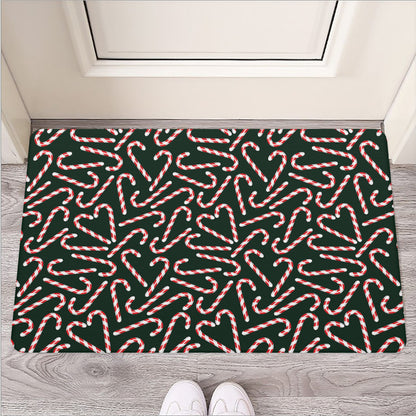 Christmas Candy Cane Pattern Print Rubber Doormat
