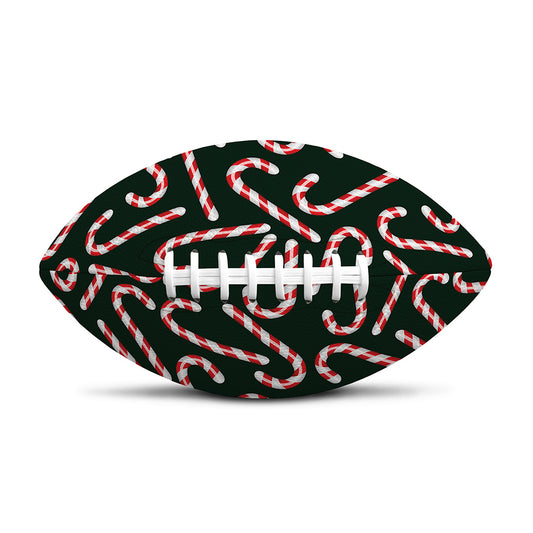Christmas Candy Cane Pattern Print Rugby Ball