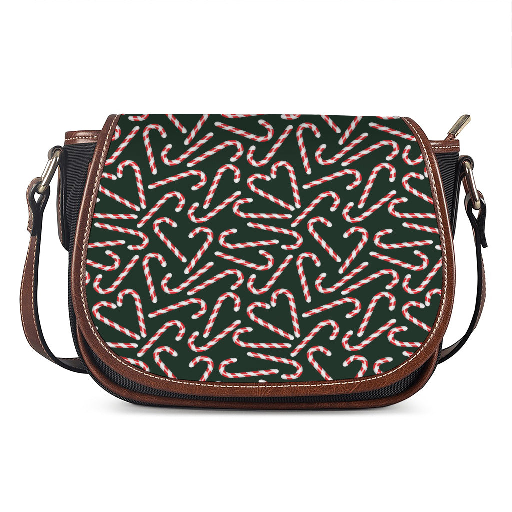 Christmas Candy Cane Pattern Print Saddle Bag