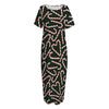 Christmas Candy Cane Pattern Print Short Sleeve Long Nightdress