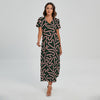 Christmas Candy Cane Pattern Print Short Sleeve Maxi Dress