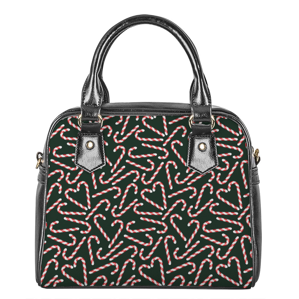 Christmas Candy Cane Pattern Print Shoulder Handbag