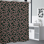 Christmas Candy Cane Pattern Print Shower Curtain