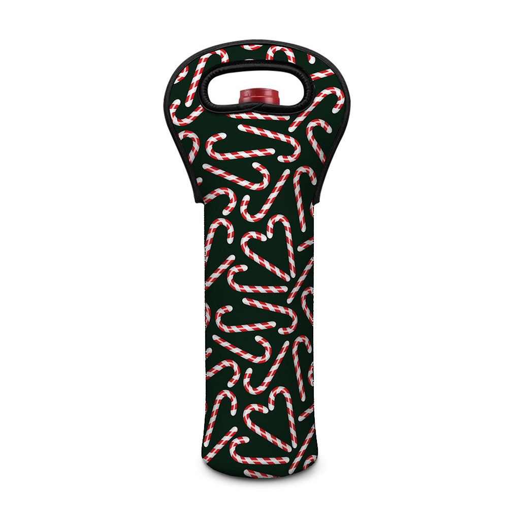 Christmas Candy Cane Pattern Print Single Neoprene Wine Tote