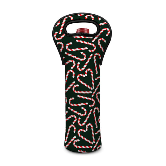 Christmas Candy Cane Pattern Print Single Neoprene Wine Tote