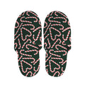 Christmas Candy Cane Pattern Print Slippers