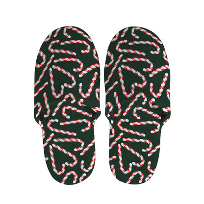 Christmas Candy Cane Pattern Print Slippers