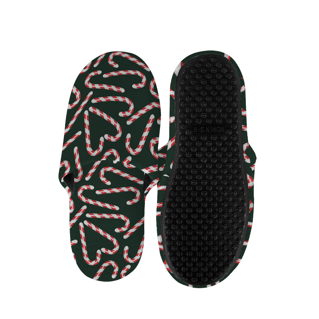 Christmas Candy Cane Pattern Print Slippers