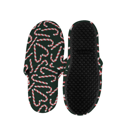 Christmas Candy Cane Pattern Print Slippers