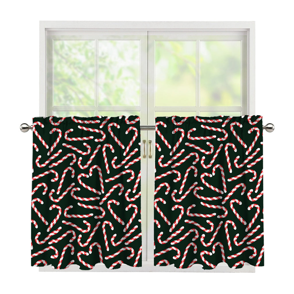 Christmas Candy Cane Pattern Print Tier Curtains