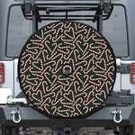 Christmas Candy Cane Pattern Print Tire Cover With Camera Hole