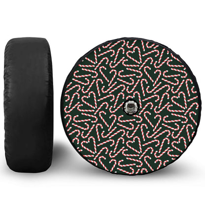 Christmas Candy Cane Pattern Print Tire Cover With Camera Hole
