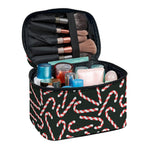 Christmas Candy Cane Pattern Print Travel Makeup Bag