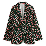 Christmas Candy Cane Pattern Print Women's Blazer