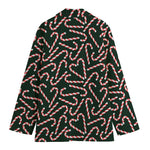 Christmas Candy Cane Pattern Print Women's Blazer