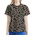 Christmas Candy Cane Pattern Print Women's Polo Shirt