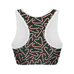 Christmas Candy Cane Pattern Print Women's Sports Bra