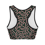 Christmas Candy Cane Pattern Print Women's Sports Bra