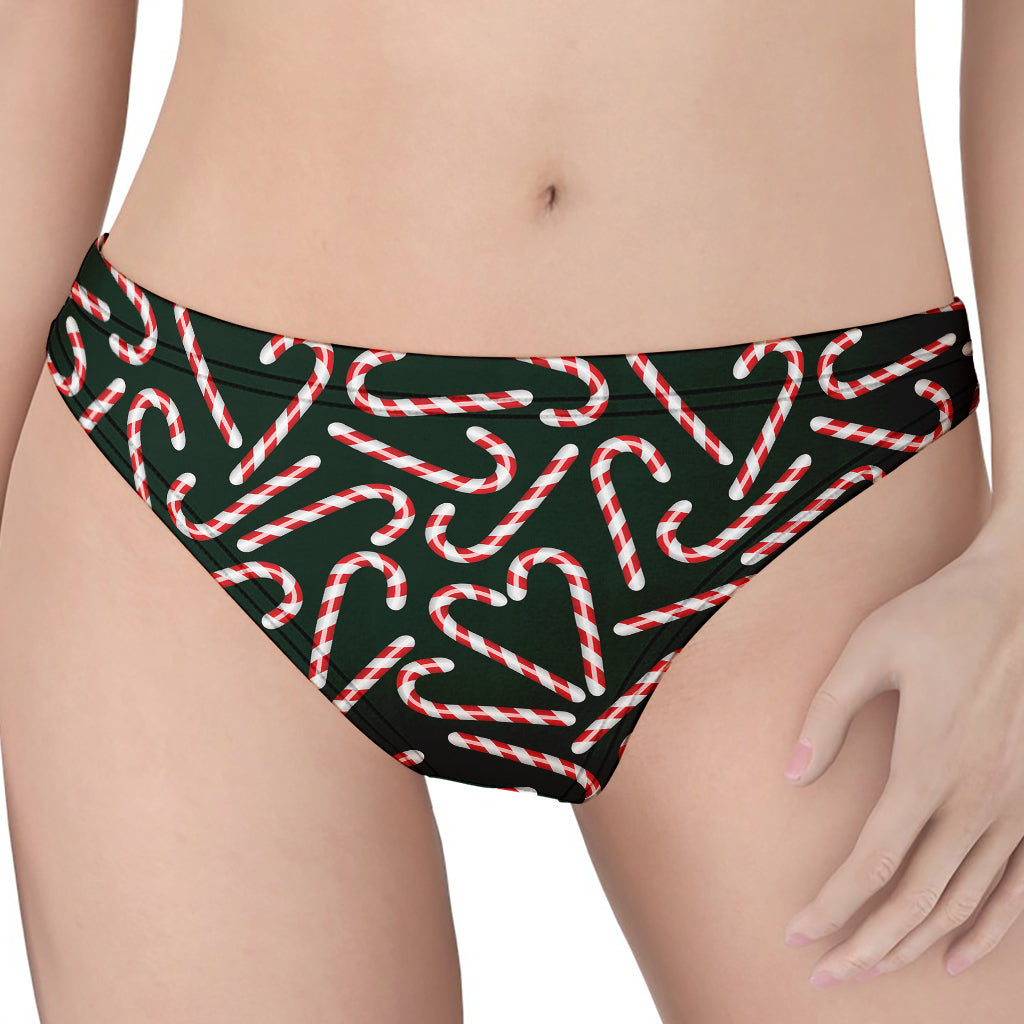 Christmas Candy Cane Pattern Print Women's Thong