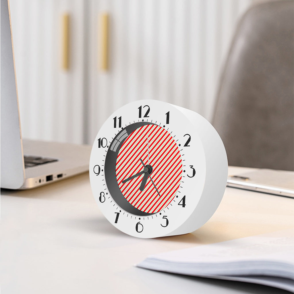 Christmas Candy Cane Stripe Print Alarm Clock