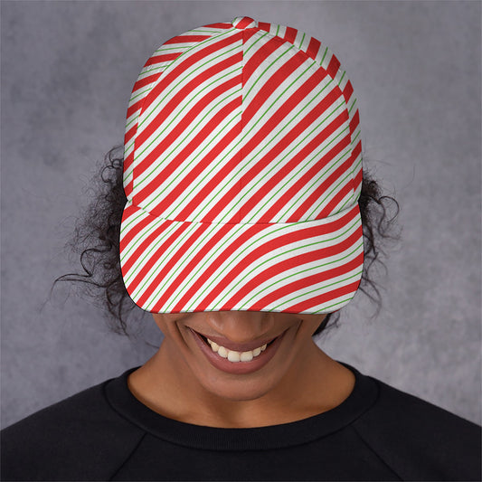 Christmas Candy Cane Stripe Print Baseball Cap