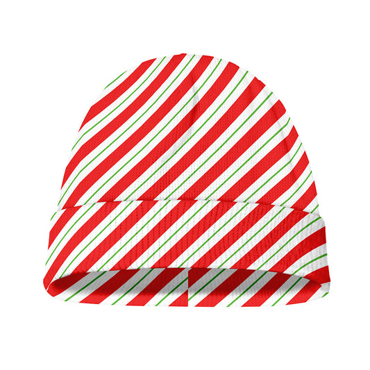 Christmas Candy Cane Stripe Print Beanie