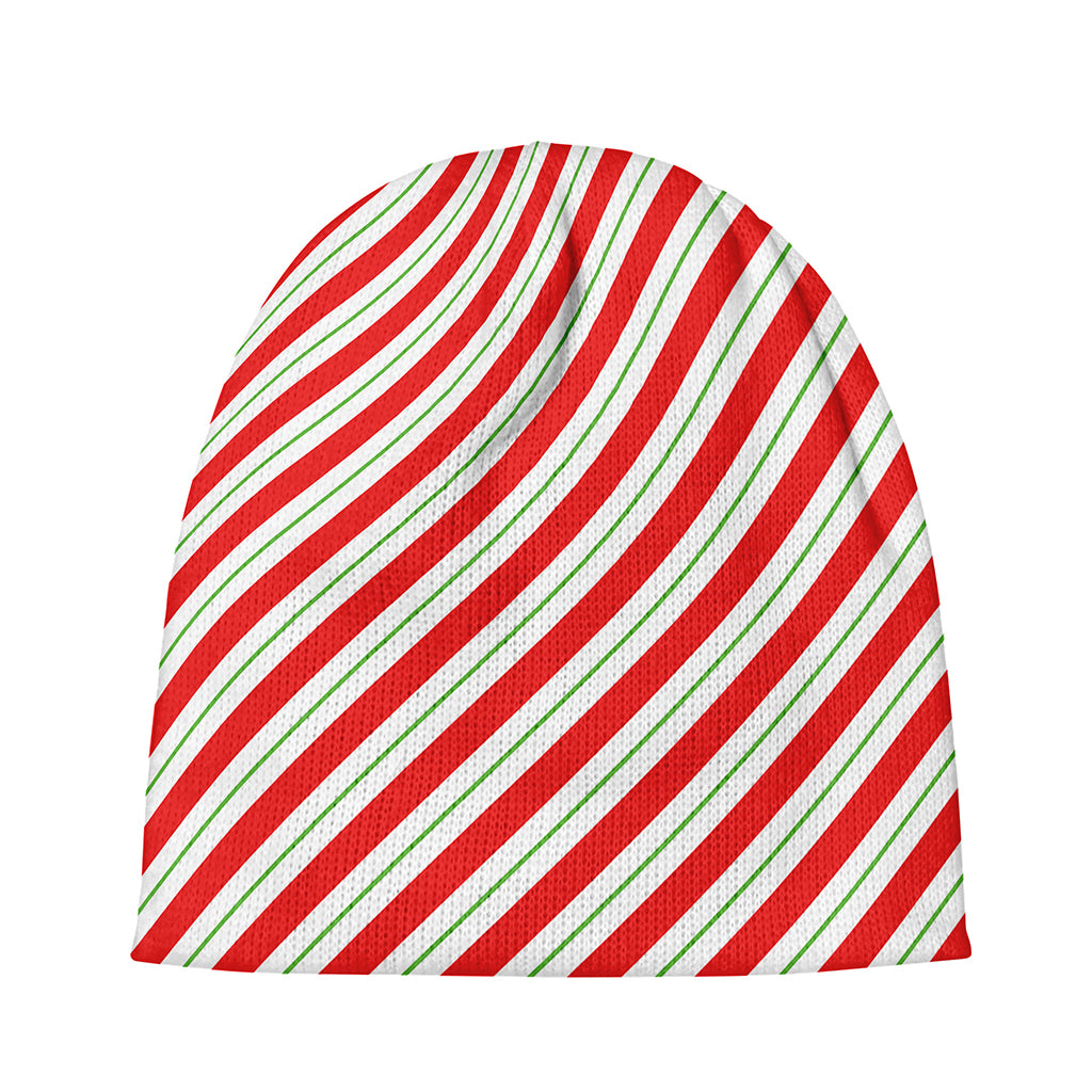 Christmas Candy Cane Stripe Print Beanie