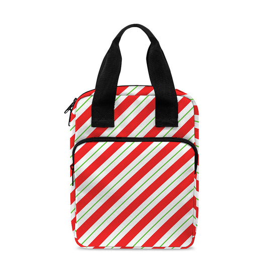 Christmas Candy Cane Stripe Print Bible Tote Bag
