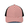 Christmas Candy Cane Stripe Print Black Mesh Trucker Hat